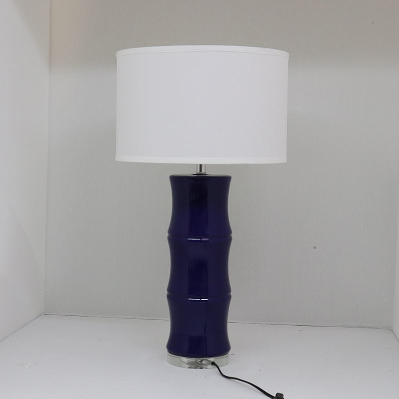 Bamboo - Shaped Ceramic Table Lamp: Blend Nature & Modern Aesthetics with Fabric Shade