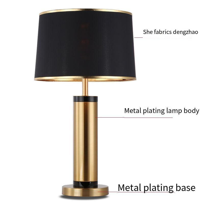 Modern Luxury Black & Gold Table Lamp: Metal - Plated Elegance with Fabric Shade