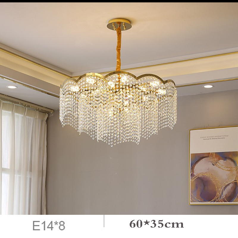 Luxury Crystal Chandelier with Gold Metal Frame