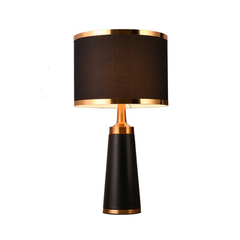 Modern Luxury Black - Gold Table Lamp: Cone - Shaped Design with Fabric Shade