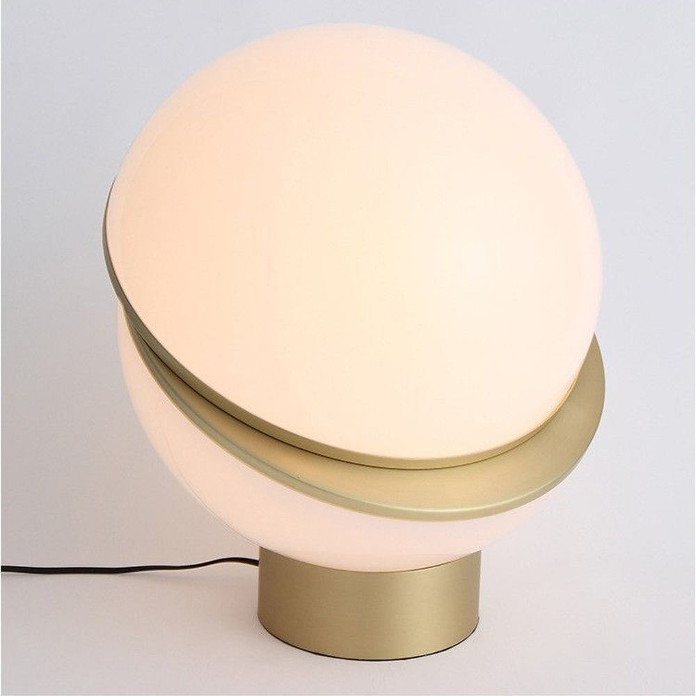 Modern Globe Table Lamp: Electroplated Bronze Metal & Acrylic Shade