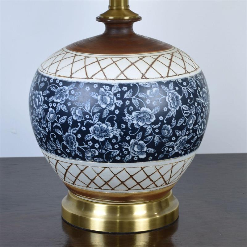 Timeless Ceramic Table Lamp: Artisanal Craft Meets Modern Elegance with Fabric Shade & Metal Base