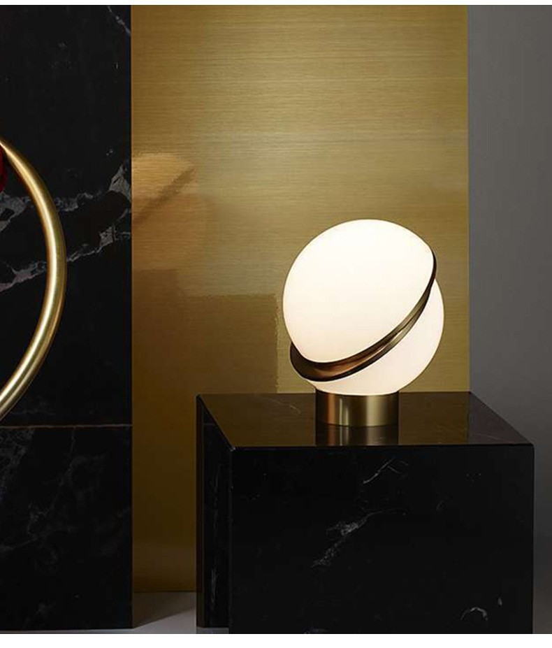 Modern Globe Table Lamp: Electroplated Bronze Metal & Acrylic Shade