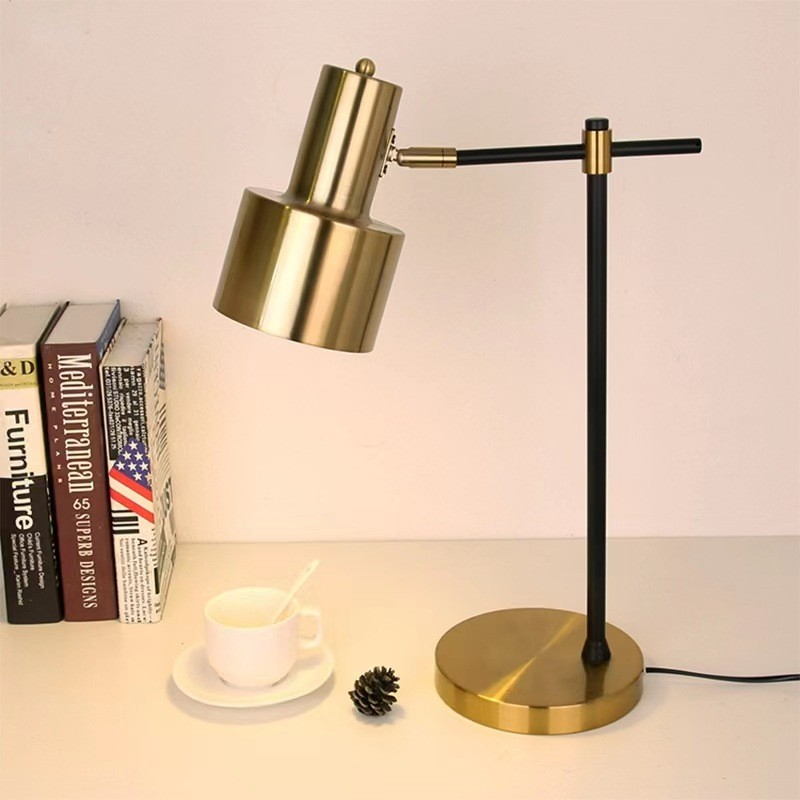 Modern Adjustable Iron Desk Lamp: Sleek Brass Aesthetics + E27 Flexibility for Focused, Stylish Illumination