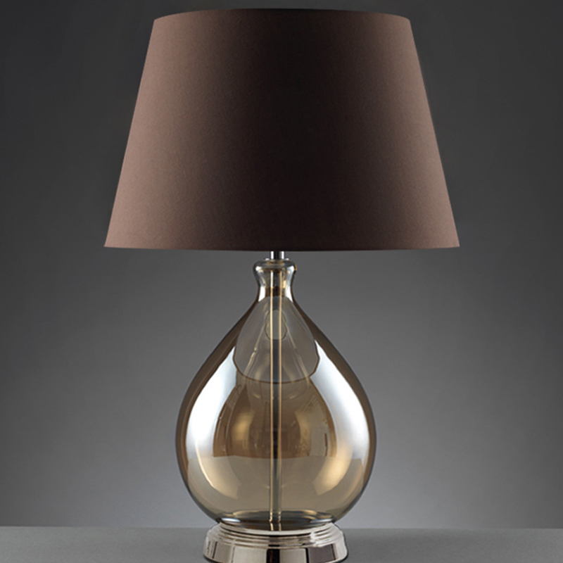 Modern Elegant Glass Table Lamp: Timeless Design with Fabric Shade
