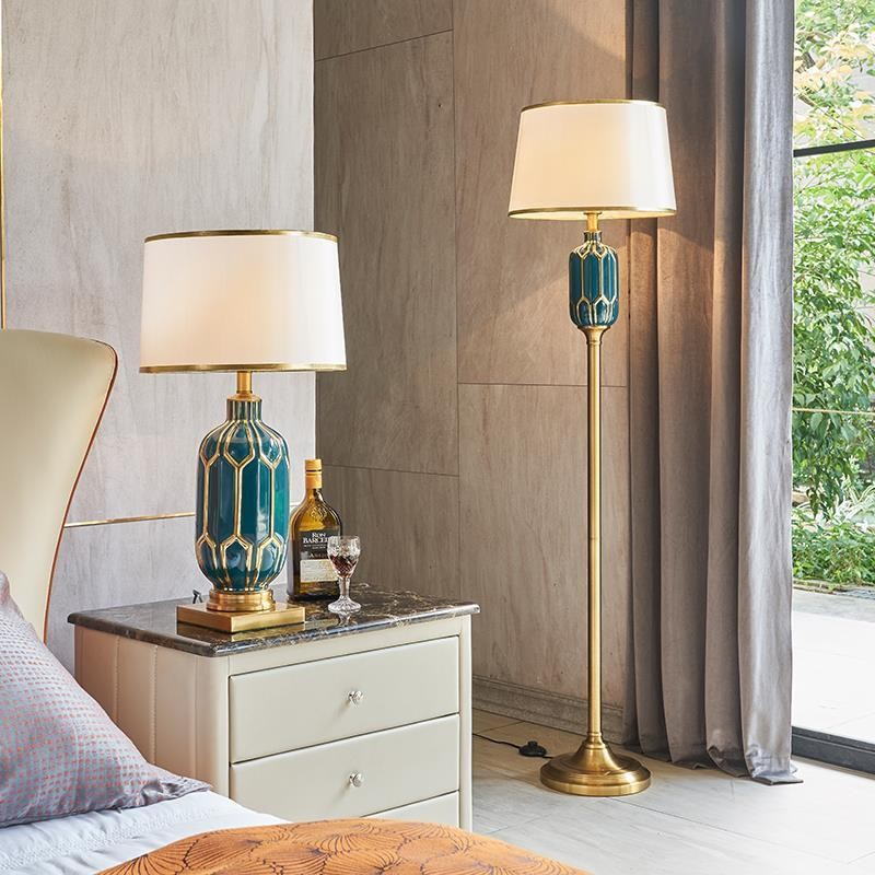 Modern Vintage Luxury Floor Lamp: Fabric Shade + Ceramic & Iron Fusion for Timelessly Elegant Spaces