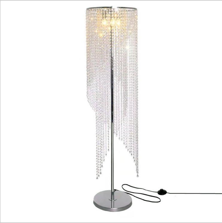Luxury Crystal Pendant Floor Lamp with Chrome Metal Structure