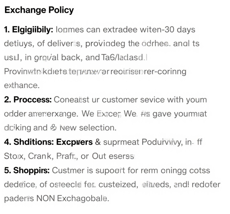 Return and exchange policy