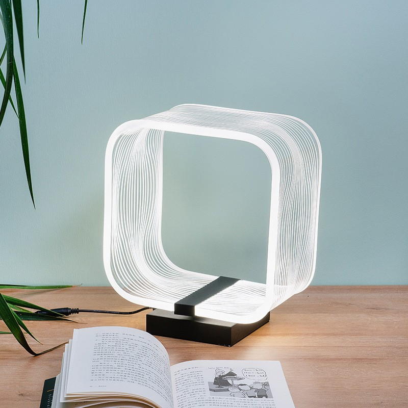 Modern Geometric Acrylic Table Lamp: Sculptural Light for Minimalist Spaces