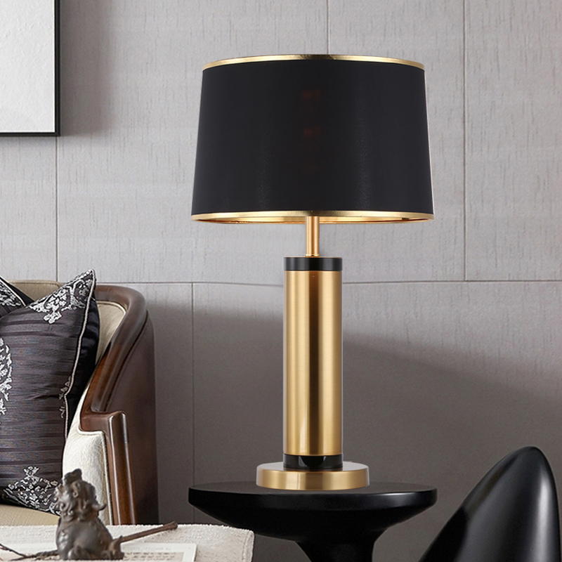 Modern Luxury Black & Gold Table Lamp: Metal - Plated Elegance with Fabric Shade