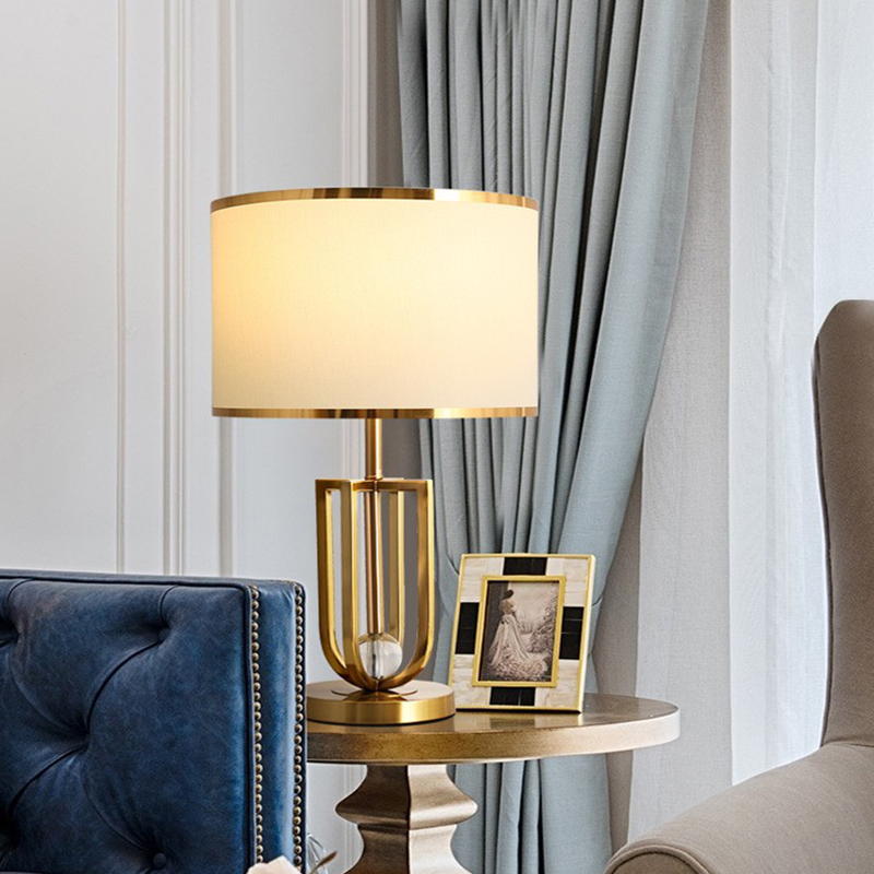 Modern Luxury Gold Table Lamp with Fabric Shade