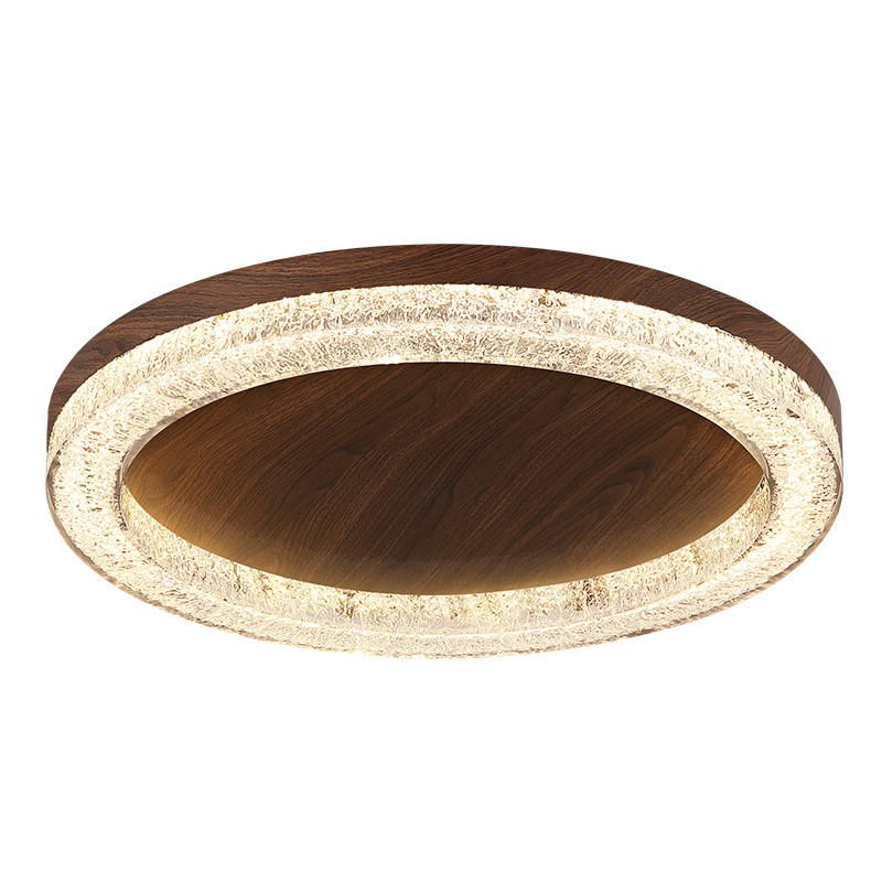 Luxury Ice Crack Ceiling Lamp with Smart Voice Control & Walnut Grain Aesthetics