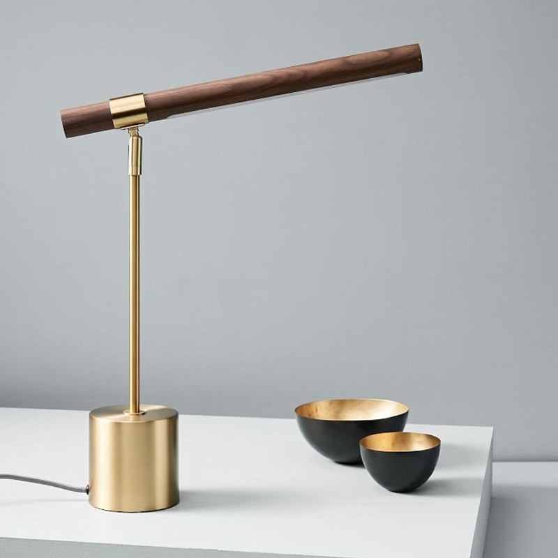 Modern Minimalist Gold Metal & Wooden Shade Table Lamp
