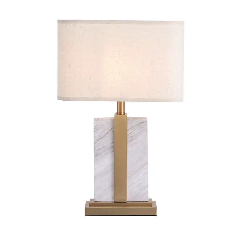 Modern Luxury Table Lamps with Marble/Black Body, Metal Base & Fabric Shade